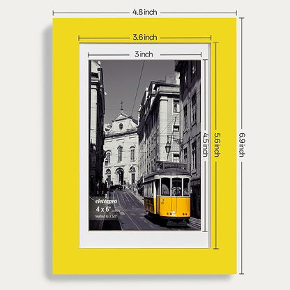 eletecpro 4x6 Picture Frames Set of 10, Picture Frames Collage Wall Decor Display 3.5x5 Photo with Mat or 4x6 without Mat, Home Decor Gallery Frame for Table Top or Wall Mounting, Yellow
