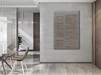 Slyart 100% Hand-Painted Beige and White Texture Abstract Wall Art Oil Painting 45x30 inch Contemporary Minimalist Art Home Wall Decoration Painting