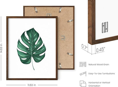 HAUS AND HUES Plant Wall Art - Botanical Prints Wall Art, Green Wall Art Collection Set Plant Pictures Wall Art, Leaves Paintings Minimalist Sage Green Wall Decor (11x14, Framed Walnut)