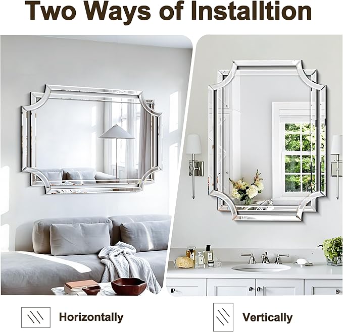 Chende 36"x47" Large Mirror for Wall, Elegant Rectangular Decorative Mirror with Glass Beveled Frame for Bathroom Living Room Dining Room Bedroom Entrance Farmhouse Fireplace