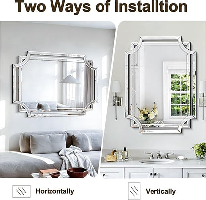 Chende 36"x47" Large Mirror for Wall, Elegant Rectangular Decorative Mirror with Glass Beveled Frame for Bathroom Living Room Dining Room Bedroom Entrance Farmhouse Fireplace