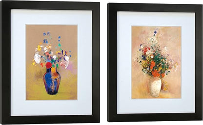 8x10 Picture Frame Set of 2 Made of Solid Wood Photo Frame with Real Glass for Pictures 5x7 with Mat or 8x10 Without Mat, Wall Mount or Tabletop Gallery Photo Frames in Black