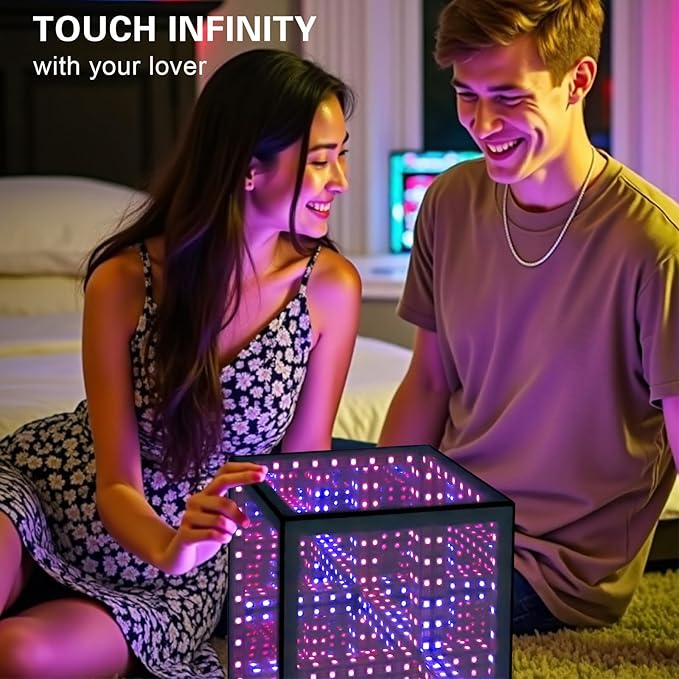 Stunning Infinity Mirror Cube Light with RGB Color-Changing Effects, Perfect 3D Art Decor for Gaming Rooms & Computer Desks, and A Unique Gift for Birthdays or Christmas (5 Inches)