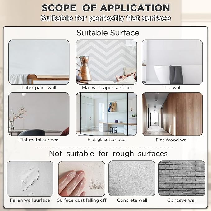 iCAGY Acrylic Full Body Mirror - Self-Adhesive Shatterproof Wall Mirror, Ultra-Thin 0.06” Lightweight for Home Gym, Bedroom, Closet Door - Frameless Easy Install (4, Rectangle, 16" W x 47" L)