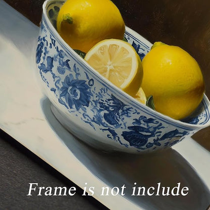 uniro Vintage Wall Art Prints, Vintage Lemons Bowl Still Life Canvas Art Prints Painting, Antique Fruit Wall Art Picture, Rustic Kitchen Art Farmhouse Cottagecore Wall Decor for Kitchen, Dining Desktop Decor - ( 8" x 10"-UNFRAMED)