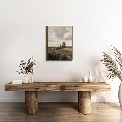 WALLZK Vintage Framed Wall Art Nature Landscape Canvas Prints Farmhouse Wall Decor Cottagecore Artwork for Walls Living Room Bedroom Bathroom 12"x16"