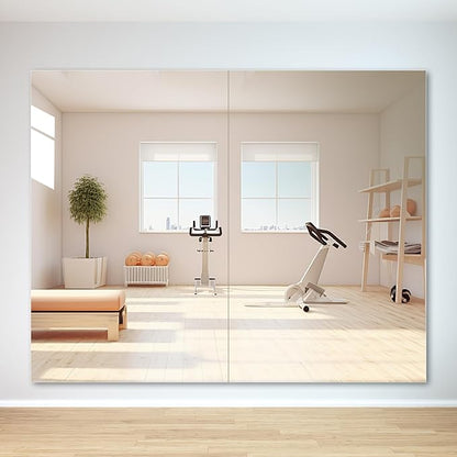 Hasipu Home Gym Workout Mirror 48" L x 30" W-2pcs Large Full Length Mounted Full Body Frameless Mirror for Workout, Yoga, Garage, Bedroom, Dance