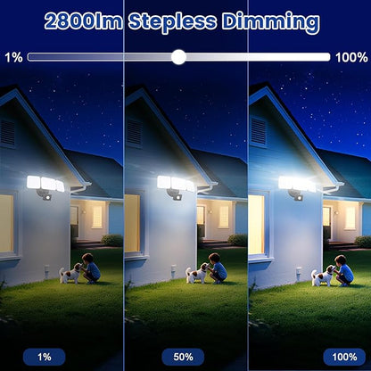 EMANER Smart Security Light Motion Sensor, Compatible with Alexa/Google Home, 2800LM Warm White to Daylight White Brightness Adjust, App Controlled WiFi Flood Light (Black, 2-Pack)