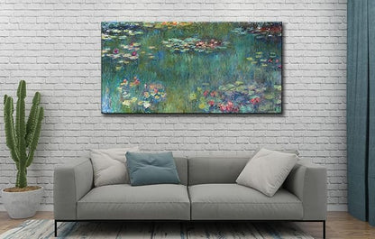 Claude Monet Large Canvas Wall Art Framed Water Lilies Vintage Classic Painting Wall Decor Green Garden Famous Artwork Print for Bedroom Living Room Office Decoration 20" x 40"