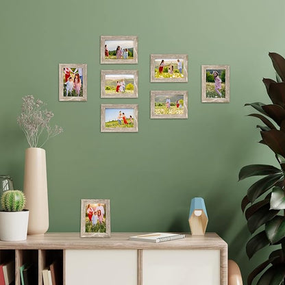 Giftgarden 12 Pack 3.5x5 Picture Frame Distressed White Beige, Rustic 3.5 by 5 Photo Frames Bulk for Desktop Display or Wall Mount