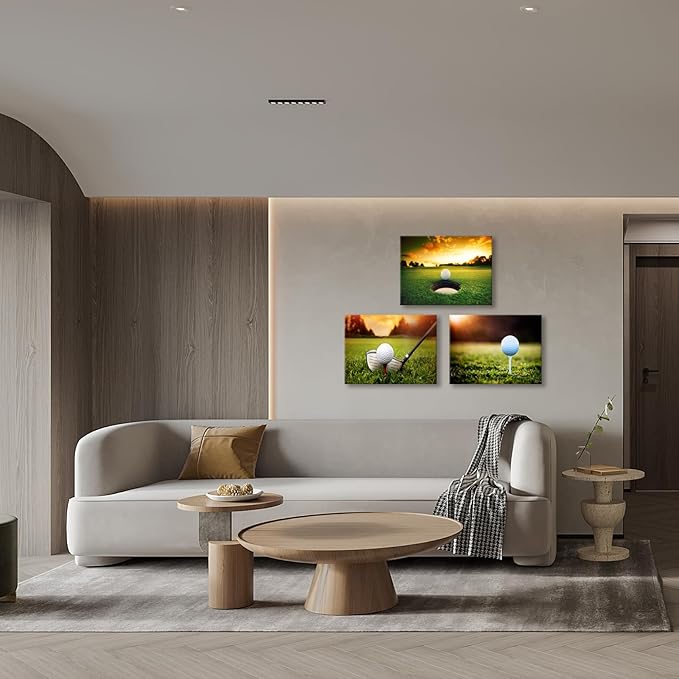 Golf Wall Art Prints, Canvas Framed Golf Posters, Sports Room Decor For Men Kids Teenagers, Golf Poster Set For Bedroom Man Cave, Golf Wall Decor, Golf Boys Bedroom Decor