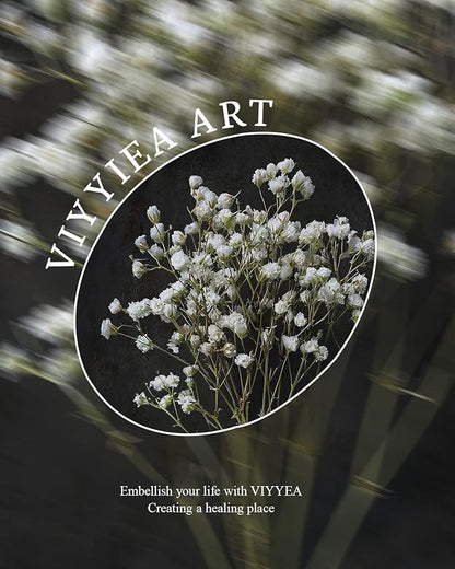VIYYIEA Vintage Gold Framed Wall Art, Retro Dark Dried Wildflower Canvas, Aesthetic Classic Botanical Baby Breath Bouquet art, Victorian Wall Decor for Gallery Living Room Bathroom, 12x16inch