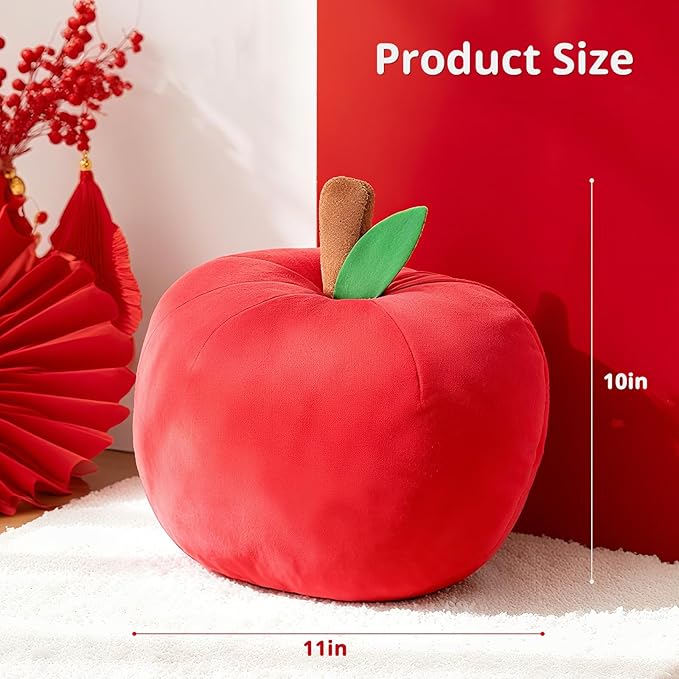 LANPU Cute Apple Shaped Plush Pillow – Soft Fruit Cushion for Couch, Sofa, or Bed, Adorable Decorative Throw Pillow for Room, Living Room & Home Decor (11 Inch, Red)