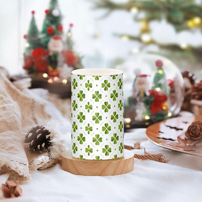 ALAZA St Patricks Day Clover Leaves Shamrocks Flickering Flameless Candles Battery Operated with Remote Timer,Tea Light Candles LED Pillar Votive Candles Set of 2 for Outdoor Indoor Decorations