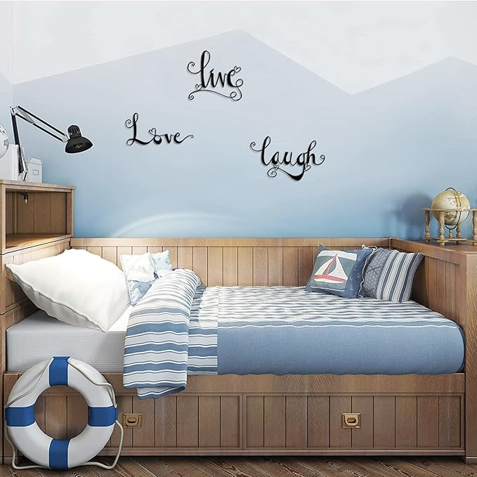 ESTART 3 Pieces Black Metal Letter Sign Decor 'Live Laugh Love' WordArt Wall Art Decor for Home Indoor Outdoor Bedroom Living room Bathroom and Office