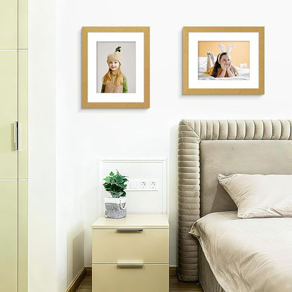 Picrit 12x16 Picture Frame Set of 12, Display 8.5x11 with Mat or 12x16 without Mat, Photo Frames for Wall Mounting Display, Gold