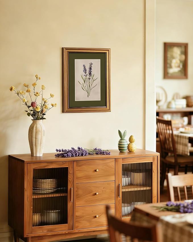 VIYYIEA Vintage French Country Farmhouse Wall Art Decor for Kitchen Bathroom Bedroom, Aesthetic Botanical Lavender Flower Herb Pictures,12x16inch,Gold Framed Canvas Prints Paintings