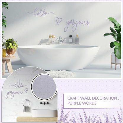 Hicarer Metal Hello Gorgeous Wall Art Minimalist Decor for Bedroom Bathroom Living Room Dressing Room Salon Office Home Decorations Easy to Install Wall Decor(Purple,Classic Style)