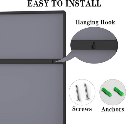 Wall Mirror with Shelf, Rectangle Bathroom Vanity Mirror for Wall, Bathroom Mirrors for Wall, Black Mirror for Bathroom Bedroom Entryway (32'' x 24'')