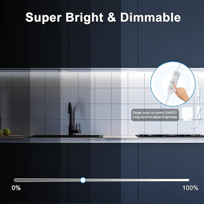 Maylit Under Cabinet Lights Plug in, 6 Pcs 12 Inch Ultra Thin Under Cabinet Lighting, Super Bright Daylight White Under Counter Lights for Kitchen, Dimmable Light for Cabinet, Counter, Workbench, Desk