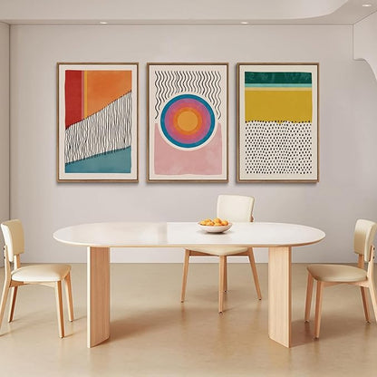 myusuar 3 Piece Large Modern Abstract Canvas Framed Wall Art For Living Room, Midcentury Minimalist Boho Wall Art Decor Posters Prints For Bedroom Office, 24x36in