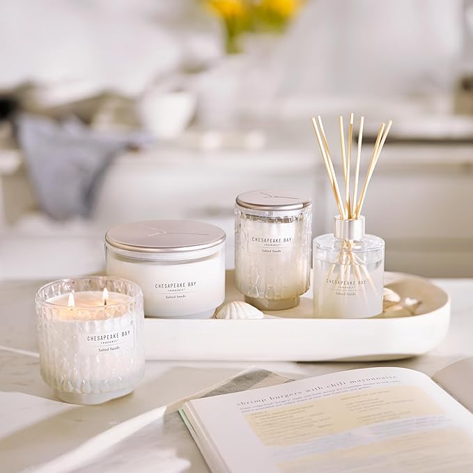 Chesapeake Bay, Reed Diffuser, 5.7oz, Ocean Retreat Scent, Mood Evoking, Sea Glass-Inspired Jar, Room Filling Fragrance Made with Essential Oils, Coastal Fragrance for Home Décor or Gifting