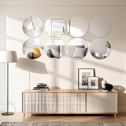 12PCS Small Round Mirrors, 6" Circle Mirror Centerpieces, Acrylic Wall Mount Mirrors, Wedding & Christmas Decorations