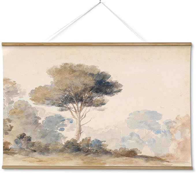 InSimSea 36x54 Extra Large Canvas Scroll Wall Art, Pine tree Nature Landscape Wall Decor, Oversized Farmhouse Painting Prints for Living Room, Bedroom, Dining Room, Office