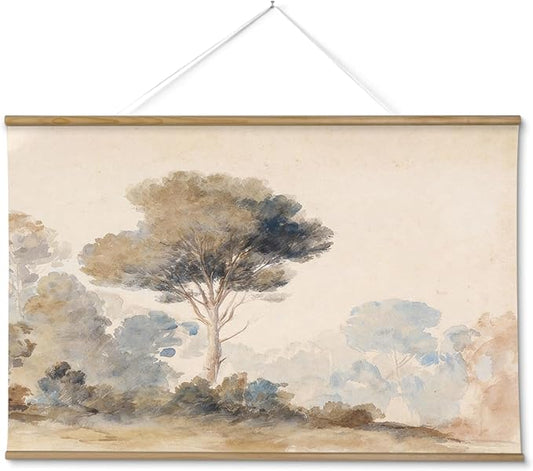 InSimSea 36x54 Extra Large Canvas Scroll Wall Art, Pine tree Nature Landscape Wall Decor, Oversized Farmhouse Painting Prints for Living Room, Bedroom, Dining Room, Office