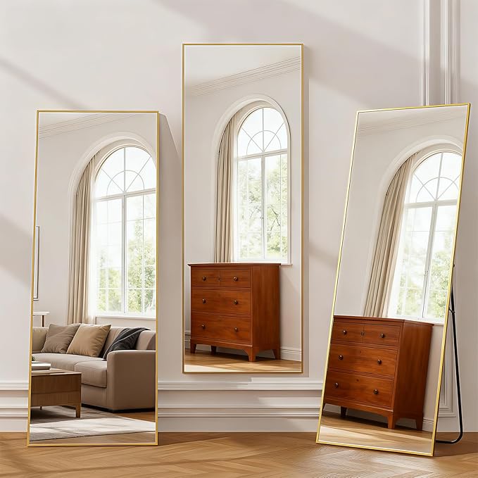 Simple Deluxe Full Length Mirror, 59"x16" Large Floor Mirrors, for Wall Door Bedroom Bathroom Living Room (Gold)