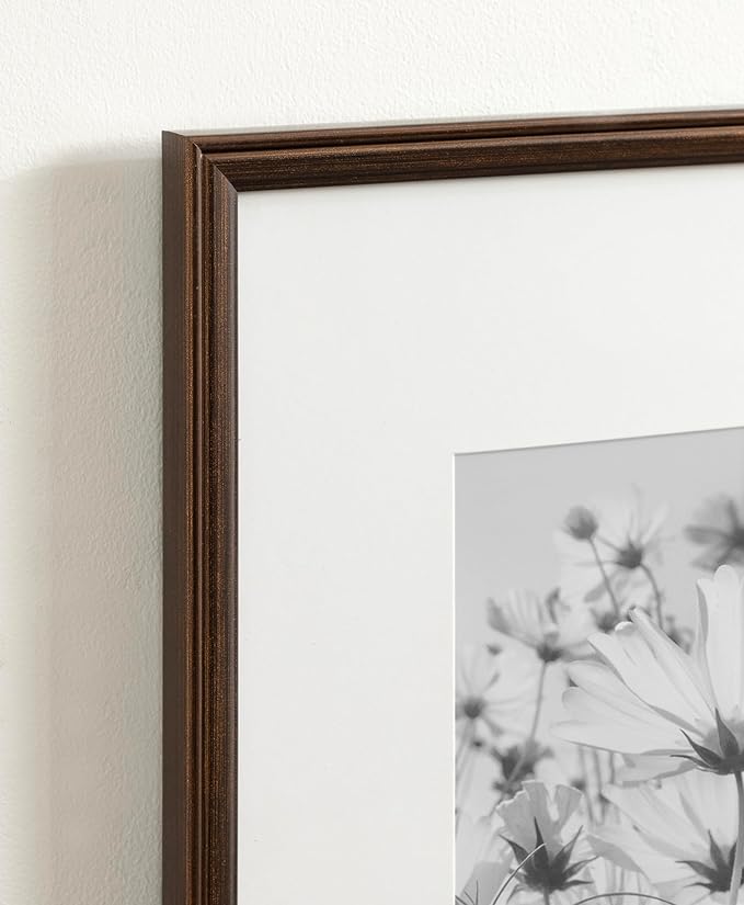 Kate and Laurel Adlynn Rectangle Picture Frame Set of 4; 11 x 14 matted to 8 x 10; Bronze; Vintage Four-Piece Frame Set for Gallery Wall Frame Set in Living Room Wall Decor