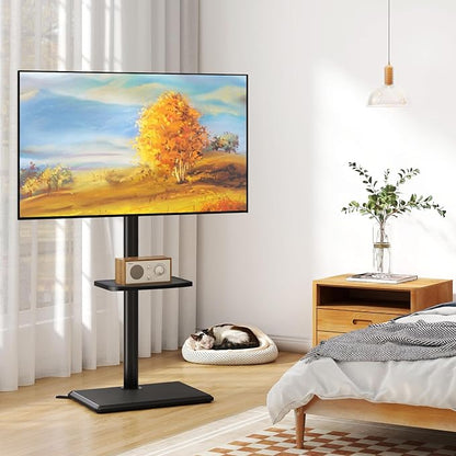 TVON Floor TV Stand with Mount for Most 32-65 Inch Flat/Curved TVs up to 88 lbs, Height Adjustable TV Mount Stand with Wood Base, Swivel TV Stand for Bedroom, Corner & Living Room, Max VESA 400x400mm