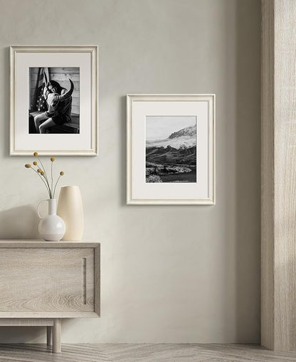 Yaetm 16x20 Picture Frame Matted to 11x14 Set of 4, 1.4" Wide Molding & Rustic White 16x20 Frames for Wall Gallery, Wall Mounting (4 pack, White)