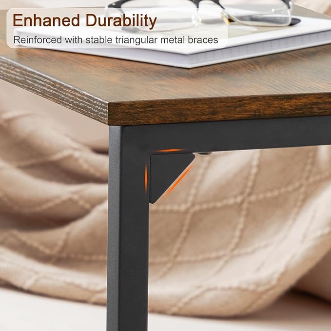 AMHANCIBLE C Shaped End Tables Set of 2, Couch Side Tables that Slide Under Sofa, TV Trays for Living Room, Bedroom, Small Space, Rustic Brown, HET02BBR