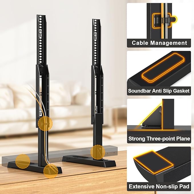 Universal Table Top TV Stand Base for 24-83 inch LCD LED TVs, TV Legs with Height Adjustment and Cable Management Hold up to 150lbs, Max VESA 800x500mm, Black