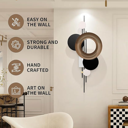 HEBOIX Large Metal Wall Decor Modern Metal Wall Art 3D Wall Sculptures Handmade Wall Hanging Wall Decoration for Living Room/Dinning Room/Bedroom/Entryway/Kitchen/Office (21''Lx46''W)