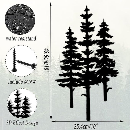 Baitiane Metal Wall Art Decor- Pine Tree Rustic Cabin Decoration - Modern Home Hanging for Living Room, Bedroom, Office, Farmhouse - Elegant Gift Idea for Housewarming Indoor & Outdoor (L) 18"x10"