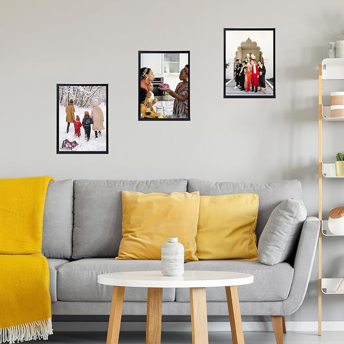 JCJMY 12x15 Black Picture Frame Set of 6, Horizontal and Vertical Formats for Wall Hanging, 12 x 15 Wall Gallery Poster Photo Frames with Durable Shatter Resistant Plexiglass, 6 Pack, Black