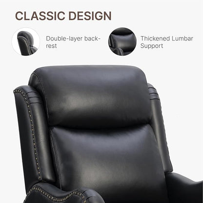 KISLOT Leather Pushback Recliner Faux Armchair with Rivet Decoration Single Sofa Accent Chair for Living Room Bedroom