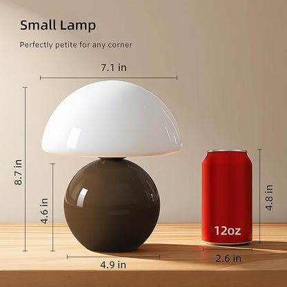 Dawnwake Mushroom Lamp Table Lamp for Bedroom,Desk Bedside Small Lamps for Living Room Night Stands,Mushroom Decor Cute Mini Modern Mid Century Lamps,Unique Aesthetic Home Living Room Decor(Coffee)