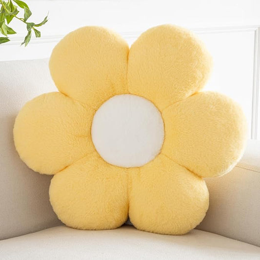 Flower Pillows, Decorative Pillows for Couch, Cute Daisy Pillow for Bed, Flower Shaped Decorative Throw Pillow Room Decor (Yellow, 14.9 Inches)