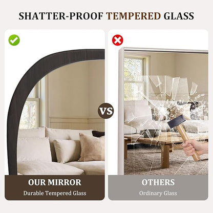 WallBeyond Asymmetrical Irregular Wall Mirror, Decorative for Bedroom Living Room Entryway Hall, Wood Frame for Mid Century Modern Decor 48" H x 22" W, Dark Brown