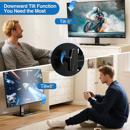 Universal Swivel TV Stand Base for 32-75 Inch TVs, Height Adjustable Table Top TV Stand with Tilt Mount, Holds up to 110 lbs, Heavy Duty Temper Glass Base, Max VESA 400x400mm