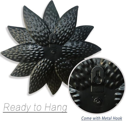 Metal Flower Wall Art Decor,10" Rustic Modern Antique Floral Sculpture, Distressed Iron Wall Hanging Home Decoration Accent Artworks for Indoor Kitchen Bedroom Living Office Outdoor Garden Patio