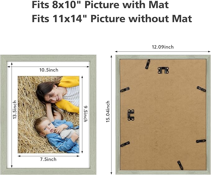 Golden State Art, 11x14 Picture Frame Set of 6 - Matted to 8x10 Photo - Engineered Wood Gallery Frame Set - Wall Mounting (Grey,6 Pack)