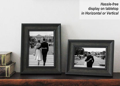 Yaetm Black 5x7 Picture Frame Set of 4, 1.4” Wide Molding & Distressed Black Photo Frames 5 x 7 with HD Tempered Glass, Display on Tabletop & Wall Mounting, 4 Pack