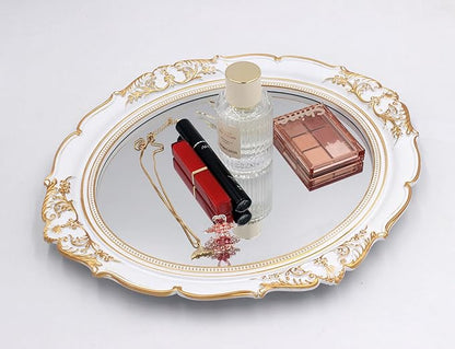 YCHMIR Vintage Decorative Wall Mirror 14.8 x 13.1 Inch Oval Mirror White
