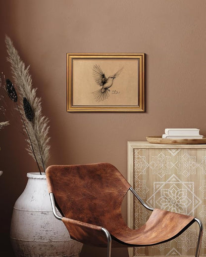 Bzstyleart Vintage Wall Art Decor, Gold Framed Wall Art Decor Vintage Birds Prints Texas State Bird Home Decor Aesthetic, Sketch Painting Picture Bird Artwork for Living Room, 12L x 16W
