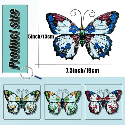 LWINGFLYER 4 Pcs Vintage Metal Wall Decor Butterfly & Flower - Rustic Farmhouse Metal Wall Art for Indoor Bathroom & Outdoor Fence Decoration (Butterflies)