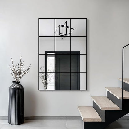 Window Pane Wall Mirror, 36"x24" Wall Mounted Window Mirror for Living Room, Bedroom, Entryway, Dining Room, Home Wall Decor
